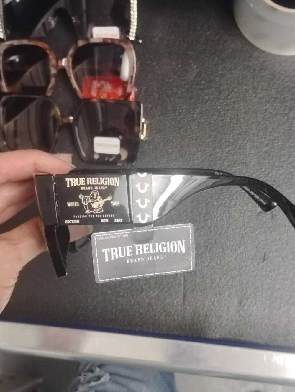 True Religion Black Shield Sunglasses - Glossy Black Frame